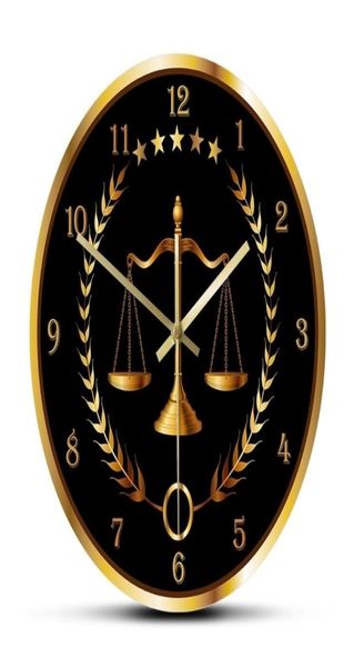 Relógio moderno escala de justiça, relógio sem tique-taque, advogado, decoração de escritório, arte firme, juiz, relógio de parede pendurado lj2012114532305