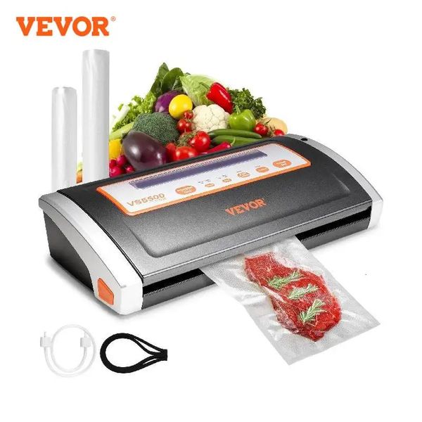 VEVOR Macchina per sottovuoto 80Kpa 130W Sistema di sigillatura automatica manuale dell'aria con taglierina incorporata per conservazione di alimenti secchi e umidi 240116