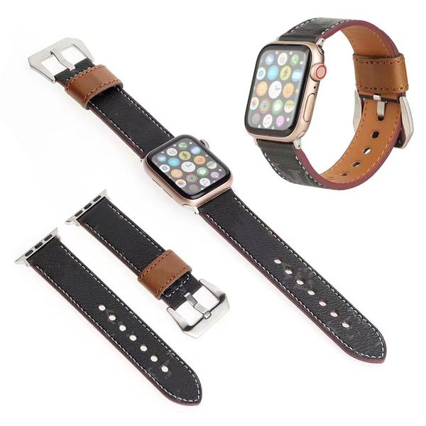 Pulseira de couro de luxo para Apple Watch Band 45mm 44mm 42mm 41mm 38mm 40mm 49mm iWatch 4 5 6 7 8 Series G Designer de luxo couro colorido flor abelha cobra 8562