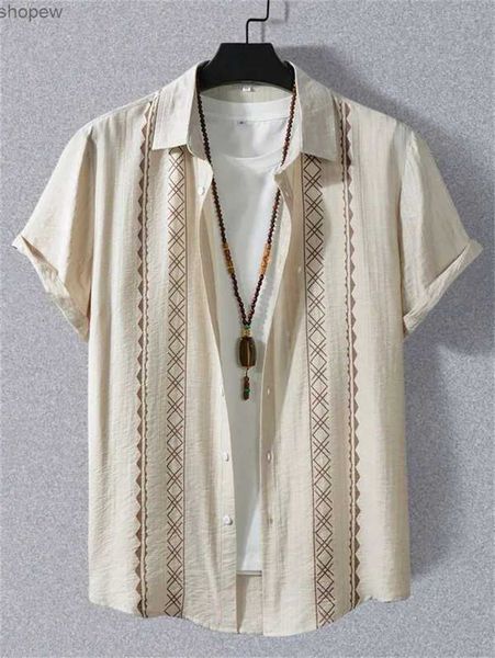 Freizeithemden für Herren, Vintage-Muster, Herren-T-Shirt, Ethno-Stil, Herren-T-Shirt, Sommer, kurzärmelig, lässiges Oberteil, hawaiianische Strandresort-Kleidung für Herren