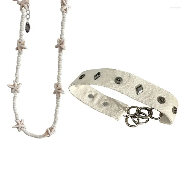 Collane con ciondolo Collana con colletto con frange e perline vintage Materiale in lega con ciondoli per abiti alla moda