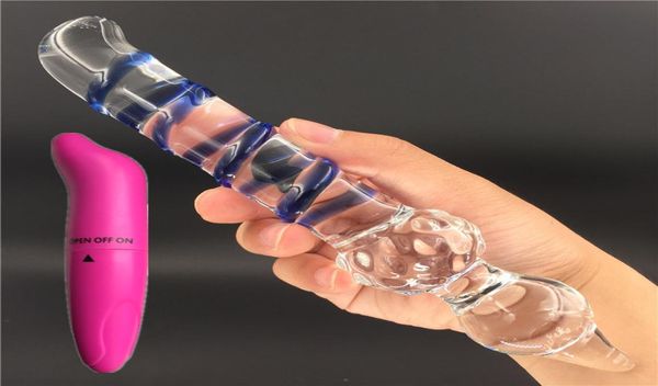 2 PCSLot Vibratore e cristallo di vetro Pyrex dildo pene Culo anale Giocattolo del sesso Prodotti per adulti per donne uomini femmina masturbazione maschile Y185128729