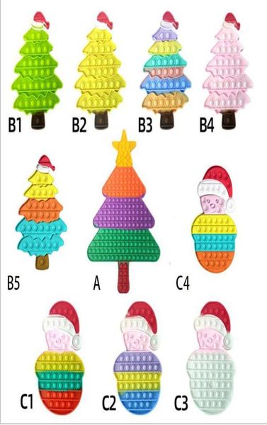 Albero di Natale Pupazzo di neve Giocattoli da spremere in silicone Children039s Desktop Puzzle Fidget Toy Decompression Toys Finger Bubble Relief Anx5635252