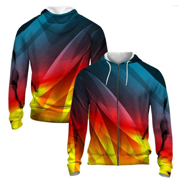 Männer Hoodies Multi-Color Grain 3D Gedruckt Herbst/Winter Zipper Hoodie Retro Straße Sport Mode Übergroßen