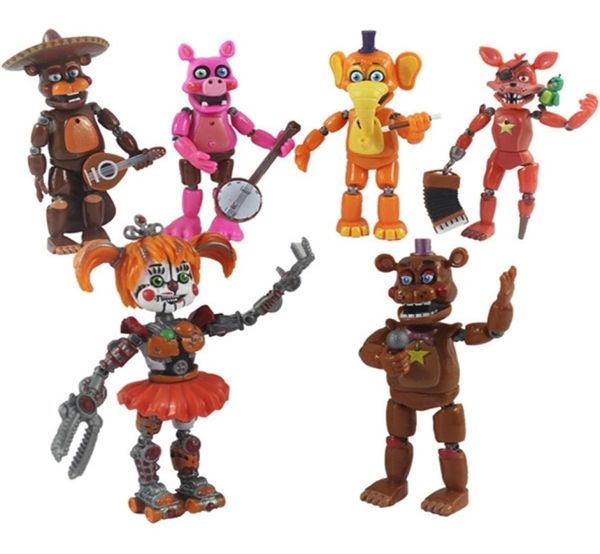 6pcset пять ночей в Freddy Action Figure Toy Fnaf Bonnie Foxy Freddy Fazbear Bear Cegrines Toy Coll со светом T2001062891647