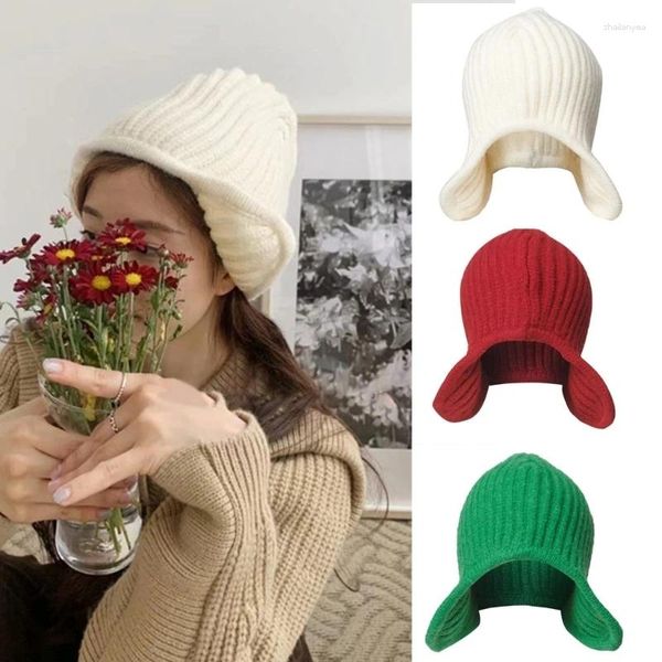 Berets Prático Adolescentes Knit Earflap Chapéu Estudante de Inverno Ao Ar Livre Ciclismo Esqui Escalada Tempo Frio Manter Quente Trapper Atacado