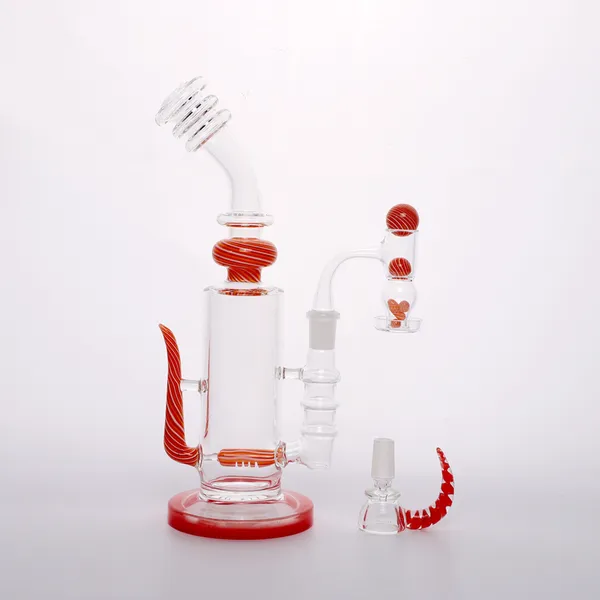 Einzelhandel H26cm Kreatives rotes Glasbong-Set/Rauchglas-Wasserbong-Set/Dabbing-Rig-Glasbongs