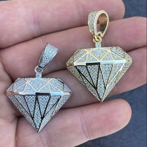 Iced Out Bling-Anhänger in echter Diamantform für Herren und Damen, Hip-Hop-Schmuck, günstiger Preis, erhältlich in Silber und zertifiziertem Massivgold