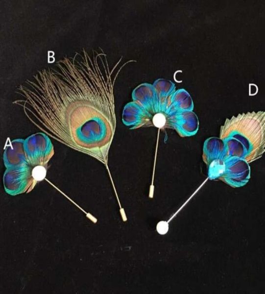 Ghirlande di fiori decorativi fai da te 10 pezzi lotto corpetto di piume sposo sposo testimone di nozze festa uomo vestito pavone fiore all'occhiello per ragazzo pin7812424