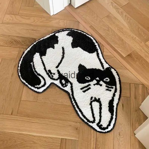 Tapetes Gato Forma Porta Tapete 50 * 65cm Anti-Slip Floormat Cozinha Tapete Tapete Tapete Absorção de Água Tapete antiderrapante Varanda Quarto Soft Rugvaiduryd