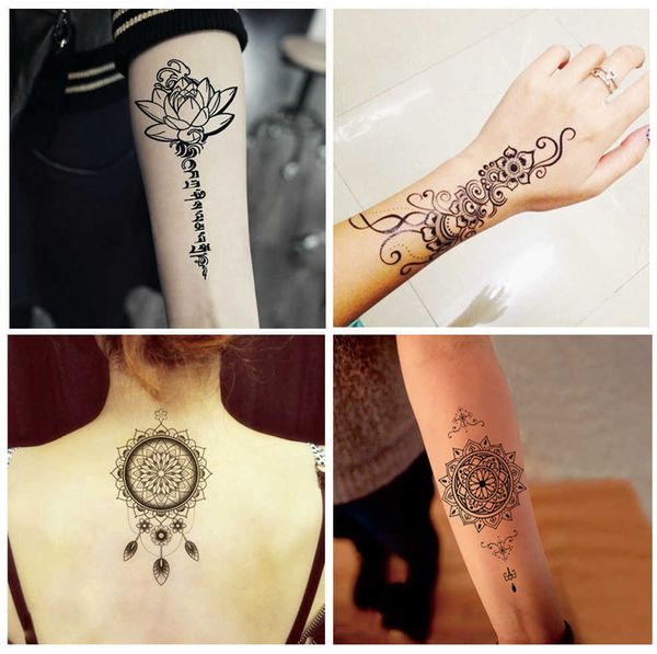 Adesivi per tatuaggio trucco Geisha con bracci meccanici, fiore e teschio di carpa, braccio personalizzato