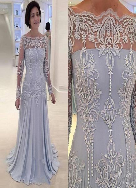 Lavendel Elegantes Kleid für die Brautmutter Spitze Mutterkleider mit langen Ärmeln Bateau-Etui Formelles Abendkleid Übergröße3020416