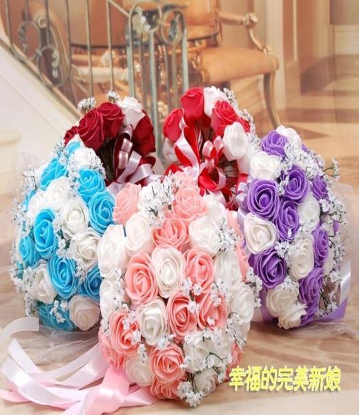 s Bellissime rose artificiali colorate Fiori Bouquet da sposa Bomboniere perfette Bomboniere da sposa con fiori economici DL19436057