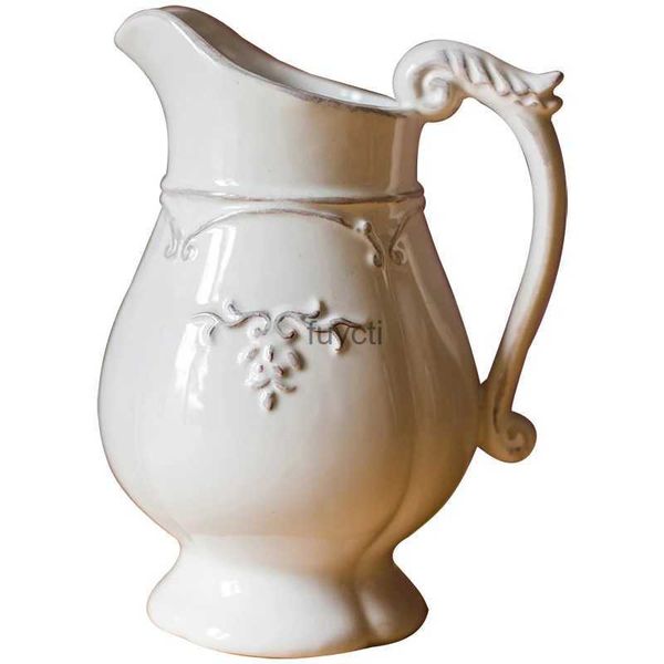 Vasi Vaso in ceramica vintage Vaso da fiori francese bianco per la casa Casa Soggiorno Centrotavola da ufficio per la decorazione di nozze YQ240117