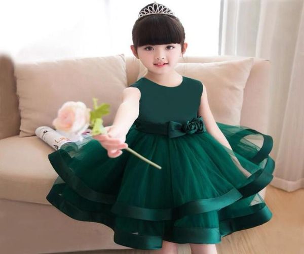 A-Linie, O-Ausschnitt, ärmellos, Festzug, Geburtstag, Weihnachten, knielang, für Mädchen, Kinder, formelle Kleidung, Baby, Kinder, Partykleid, Blumenmädchenkleid 7771743