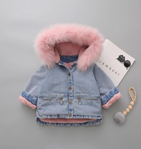 2019 зимняя джинсовая куртка для маленьких девочек, бархатная теплая хлопковая верхняя одежда для маленьких девочек, пальто для девочек 15 лет, детские джинсы для девочек Parka3764888