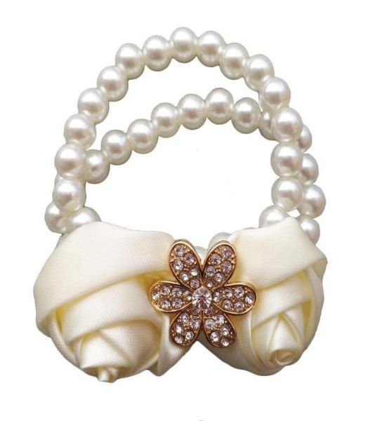 Weiße Perlen, Brautjungfern-Handgelenk-Corsage, Seiden-Rosenblumen, handgefertigt, für Hochzeit, Party, Zubehör, Brautband, Simulat7768323