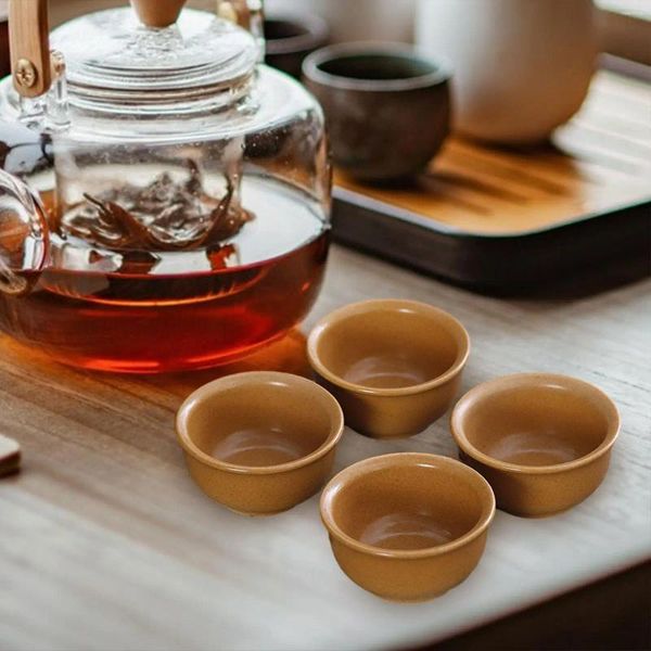 Set di articoli da tè 4x Set di tazze da tè in ceramica Set da caffè portatile Bicchieri Ciotola per viaggi Ufficio Negozio Latte Cappuccino