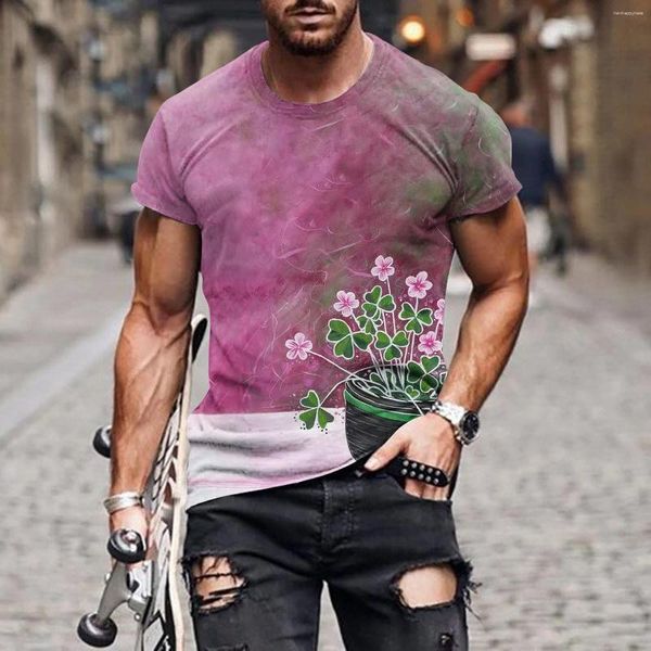 Erkekler Tişörtleri Modaya Grafik Tees İrlanda Desen Crewneck için Giyim
