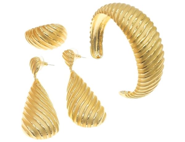 Conjunto de joias com pulseira de ouro italiano 18K, conjunto inteiro de joias de luxo com design mais recente, brinco, anel, b01057001059