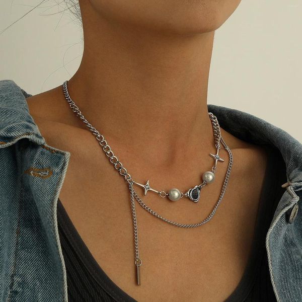 Anhänger Halsketten Frauen Retro Übertriebene Persönlichkeit Reflektierende Perle Legierung Halskette Hochzeit Schmuck Kostenloser Versand Bijoux Geschenk