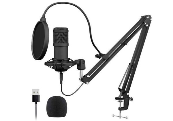 Microfono per PC Podcast in streaming USB 192KHZ24Bit Kit microfono a condensatore cardioide da studio con scheda audio Supporto antiurto per braccio YouTuber K5196751