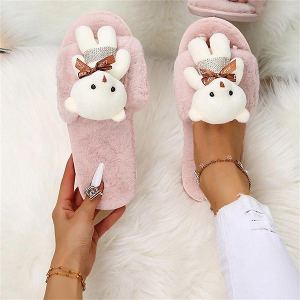 Hausschuhe Damen Bär Set Warme Füße Flache Puppe Mode H Lässige Baumwolle Slipper Damen Sommer