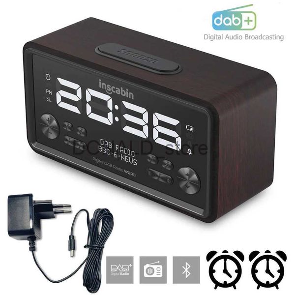 Alto-falantes portáteis Digital DAB Radio Dual Alarm Clock Receptor de rádio Bluetooth Speaker com display LCD Suporte escurecimento Sleep Timer Multi Language J240117