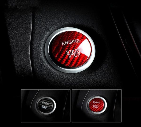 Fibra de carbono botão de parada partida do motor carro capa adesivos para mercedes a b c classe w205 glc x253 amg ml glc acessórios 6246597