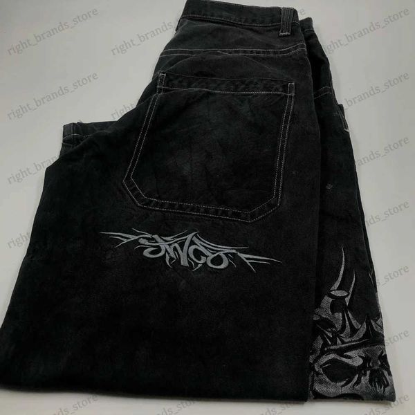 Jeans masculinos y2k jeans femininos streetwear hip hop crânio gráfico bordado gótico vintage baggy jeans 2023 nova moda harajuku calças góticas t240117