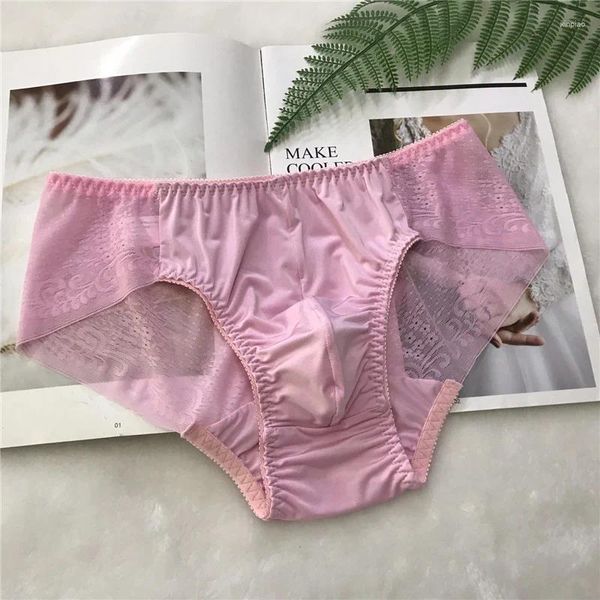 Underpants Sexy Men Underwear Briefs Bulge Bolsa Lace Gay Cintura Média Suave Respirável Peni Bikini