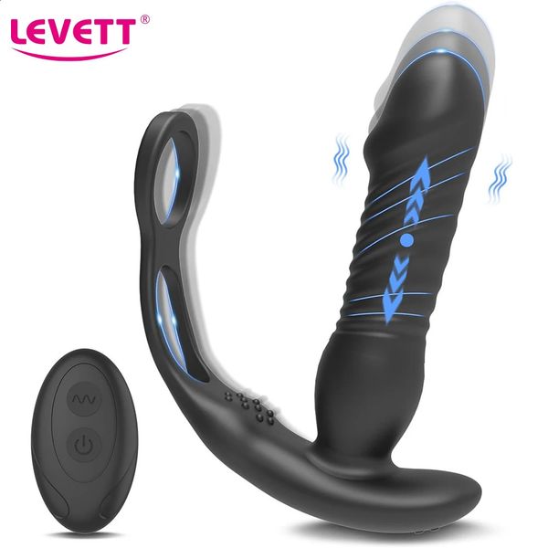 Telescópico masculino vibrador anal massageador de próstata sem fio buttplug empurrando plug ânus pênis anel brinquedos sexuais para homem 240117