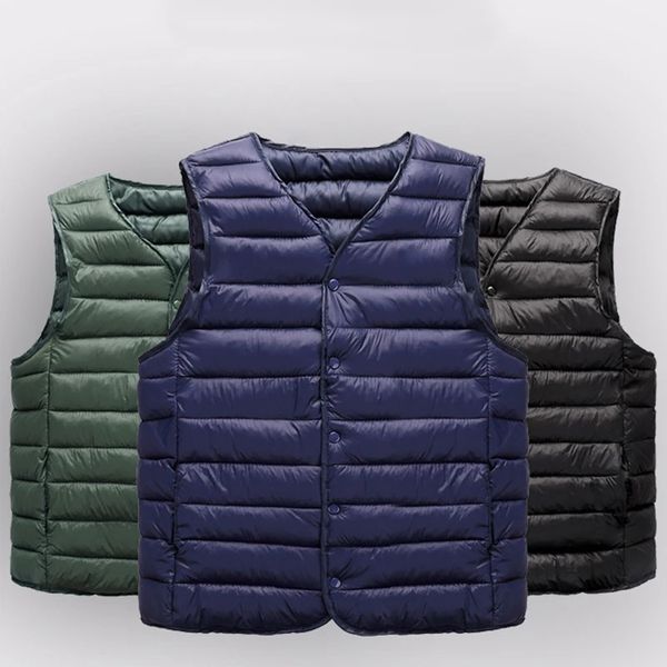 Erkekler kışlık ceket sıcak kolsuz ceket hafif yelek ceket sokak kıyafeti rüzgar geçirmez pamuklu çileli yelek 240117
