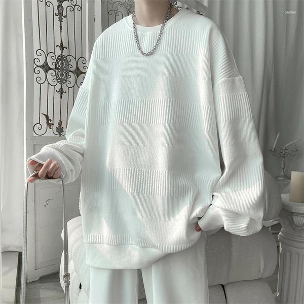 Felpe con cappuccio da uomo 2024 felpa jacquard pullover bianco da uomo streetwear abiti moda casual maglietta Harajuku coreana oversize