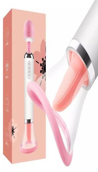 Massagegerät Sexspielzeug Handheld Frauen Masturbation Spielzeug Erwachsener weiblicher Vibrator Lecken Zunge Nippel Klitoris Stimulator Saugen Pumpe7922864