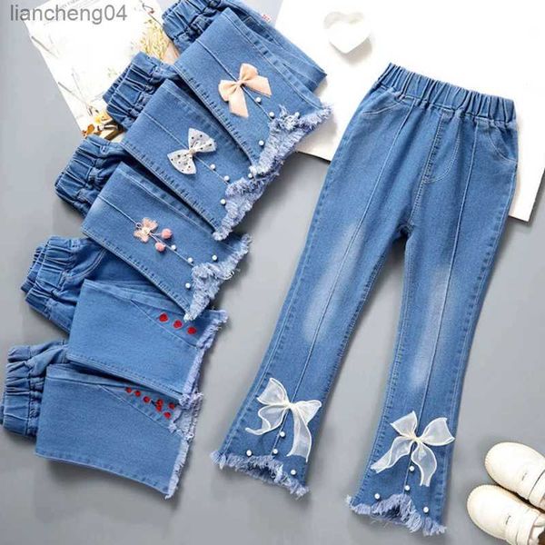 Джинсы Весна-Осень Детские брюки Ковбойские брюки для девочек Джинсы для маленьких девочек Повседневные джинсы для девочек Детская одежда Детские джинсы-клеш