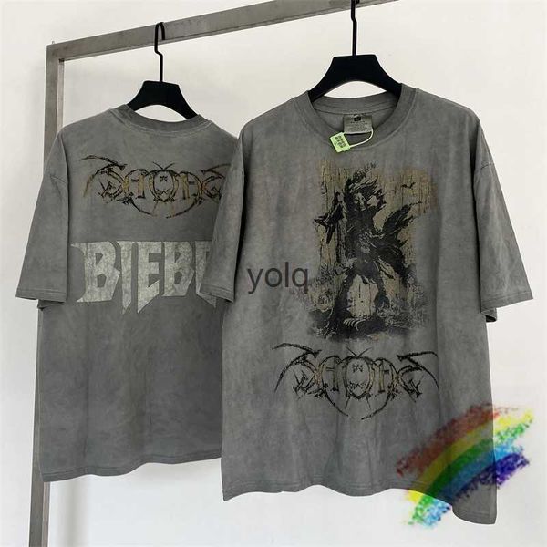 Herren T-Shirts Washed Justin Bieber Rock Evil Spirit T-Shirt Männer Frauen Beste Qualität Vintage Top Tees T-shirtyolq