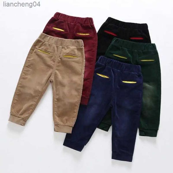 Jeans Primavera Nuova Moda Capretto Solido Pantaloni Larghi Casuali Pantaloni Stile Coreano Neonate Ragazzi Pantaloni di Velluto a Coste Vestiti per Bambini