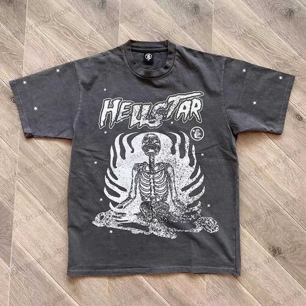 Herren-T-Shirts Hell as Star Dios Inner Peace Tee Skull Heavy Craft Wash Kurzarm-Baumwoll-T-Shirt T240117