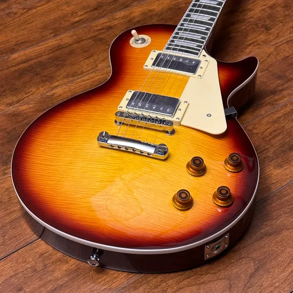 Flame maple top LP guitarra elétrica, escala de jacarandá, corpo de madeira de flor de pêssego, guitarra nova