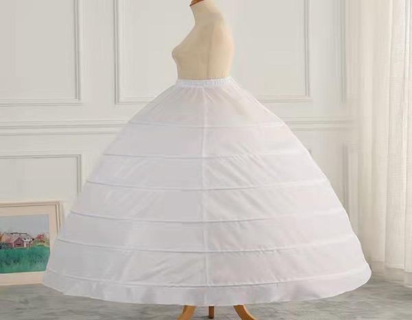 Белое бальное платье больших размеров Свадебная нижняя юбка с 6 обручами Юпон Тарлатан Кринолин Нижняя юбка-комбинация Платье Пышная айва Свадебная дебюта1507085