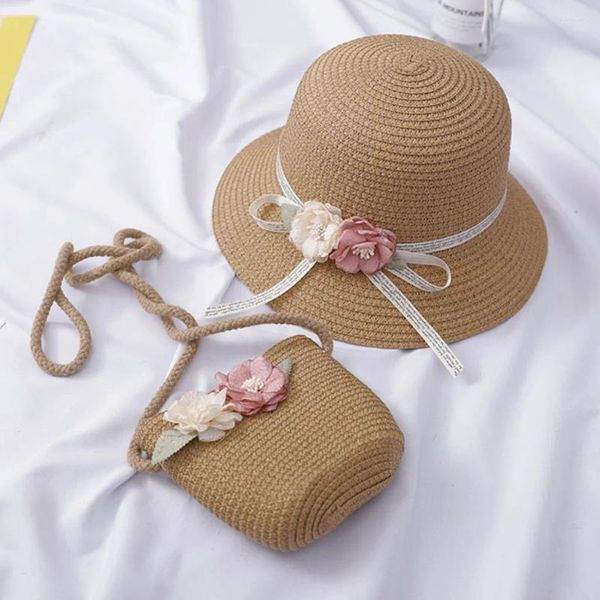 Berretti Bellissimi berretti Donna Moda Spiaggia Turismo Baseball Sport Berretto a testa piccola Decorazione floreale Cappelli di paglia resistenti al sole per ragazze