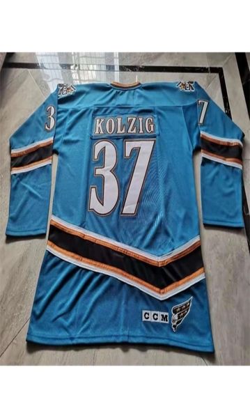 001Rare Hockey Jersey Men Youth Women Vintage 37 Kolzig Size S5xl Custom Qualquer nome ou número3942726