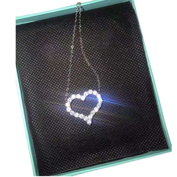 Tiff Halskette Designer Damen Top Qualität mit Originalverpackung S925 Silber vergoldet T Hohlherz Diamanten Klein Mittel Groß Weiblich Herz Halskette Anhänger