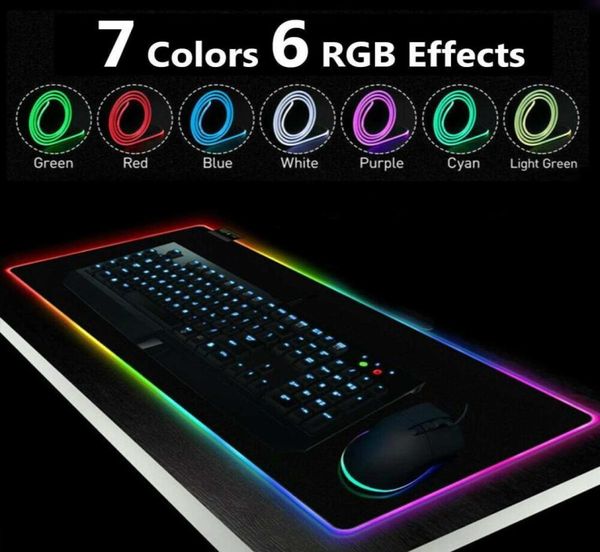 Игровой RGB светодиодный коврик для мыши Мягкая резина USB Проводное освещение Красочный коврик для мыши Светящаяся геймерская клавиатура Коврик для мыши ПК Компьютер Ноутбук LJ205664861