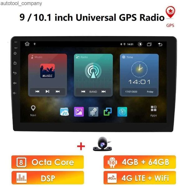 Nuovo lettore multimediale per auto 4G + 64GB Andriod Navigazione GPS 2DIN HD Autoradio WiFi USB FM 2 Din Audio Radio Stereo Monitor di backup CAMIN