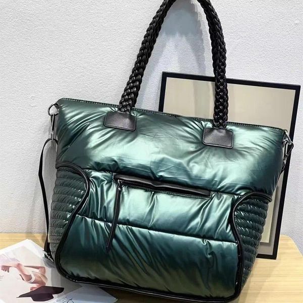 Sacos de noite 2024 espaço de inverno bale designer bolsa mulher casual saco de algodão para baixo pena senhora ombro sac a mian femme bolsos mujer