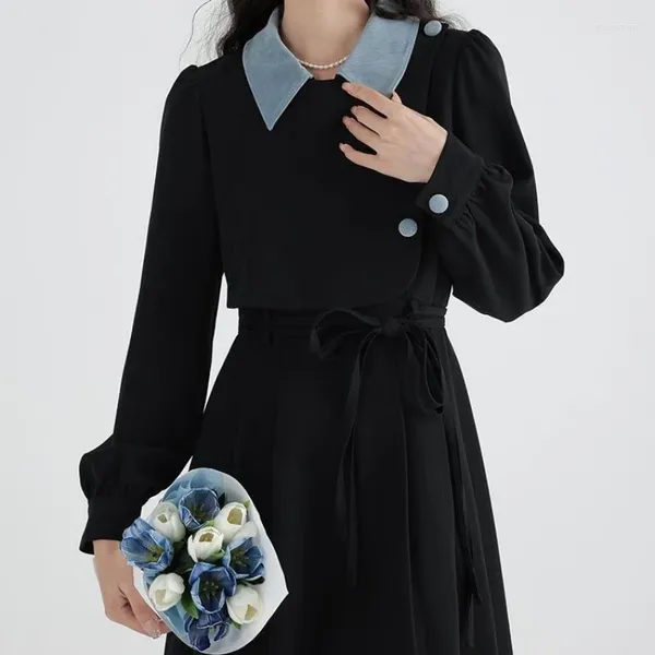 Abiti casual autunno manica lunga per donna nero elegante festa giapponese Y2k gotico abito femminile Harajuku Streetwear