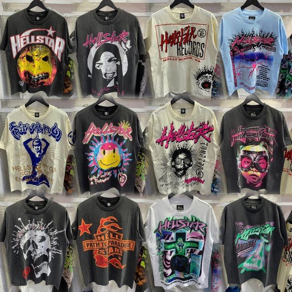 Tasarımcı T Shirt Hellstar Gömlek Grafik Tee Mens Tshirt Kadın Tişört Nefes Baskısı Baskı Hip Hop Rock Vintage Gotik Cehennem Yıldız Sokağı