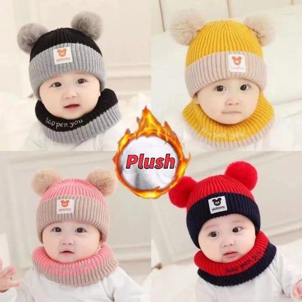 Beralar Kış Çocukları Sıcak Bebek Örme Şapkalar Pom Kids Örgü Beanie Düz Renkli Çocuklar Erkekler İçin Çocuk Aksesuarları